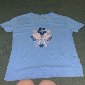 Life is Good Women's Blue Flamingo Graphic Tee